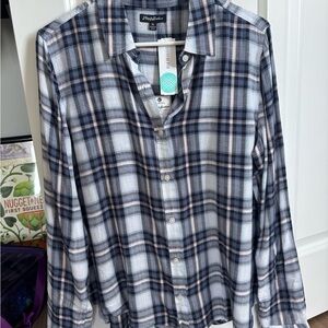 Plaid Button Down Shirt by Lucky Brand - Blue and White